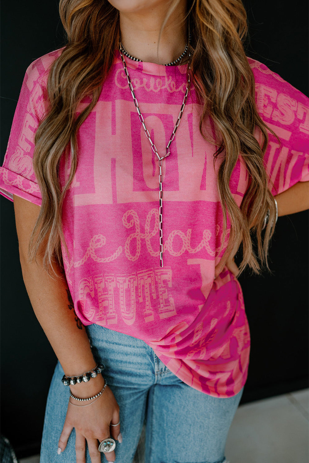 Green Howdy Cowboy Letter Printed Western Fashion Tee
