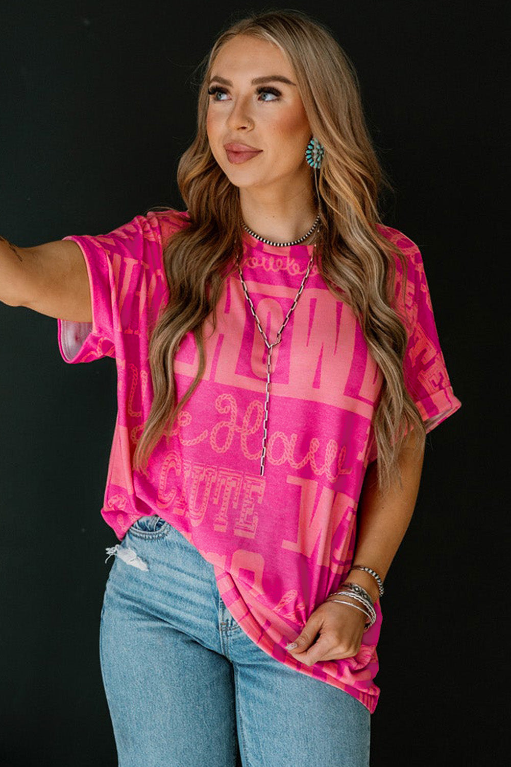 Green Howdy Cowboy Letter Printed Western Fashion Tee